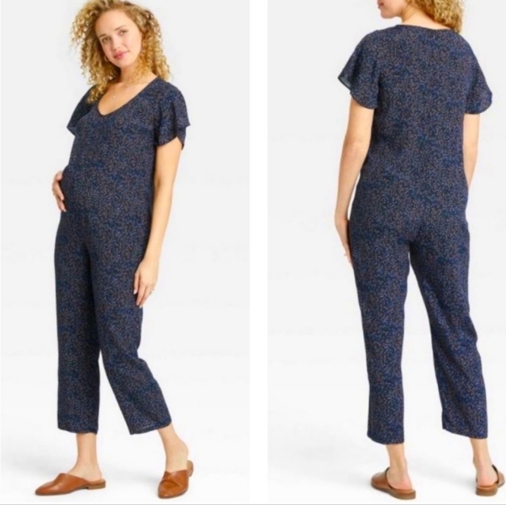 The nines by hatch ditsy floral Maternity pregnancy preggy cropped  Jump…
